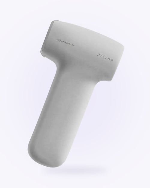 The PLUNA device, front, on a soft lavender background